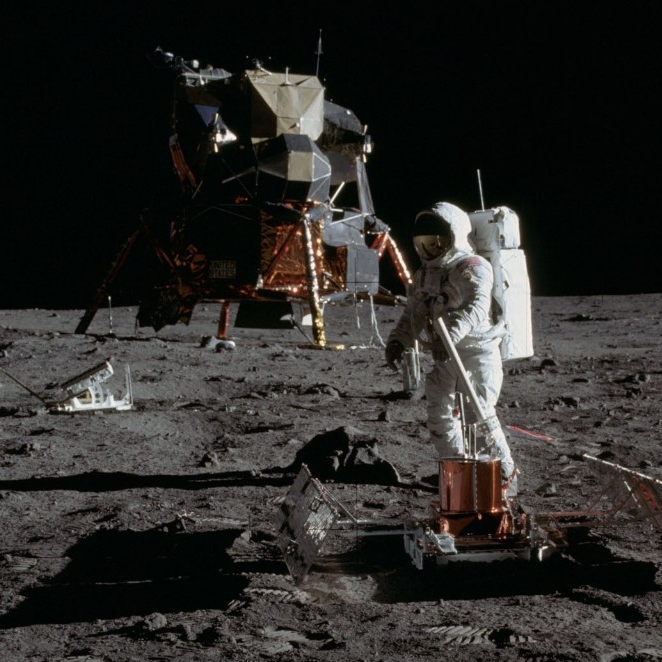 Neil Armstrong on the moon's surface