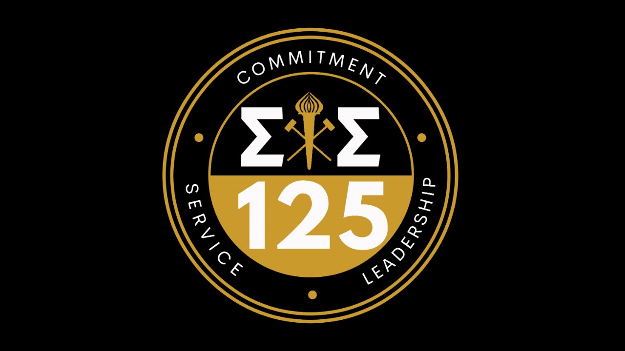 Sigma Sigma 125 years logo on a black background